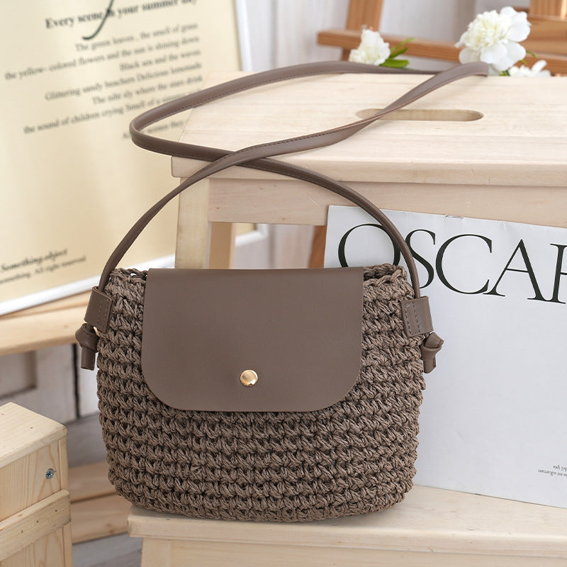 Magnetic Buckle Straw Mini Dumpling Phone Bag