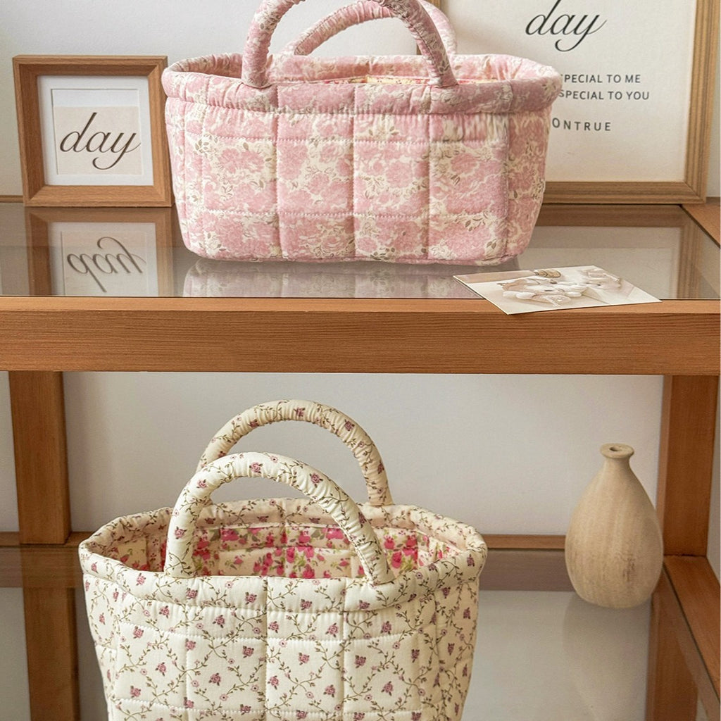 Pastoral Floral Desktop Organizer Basket