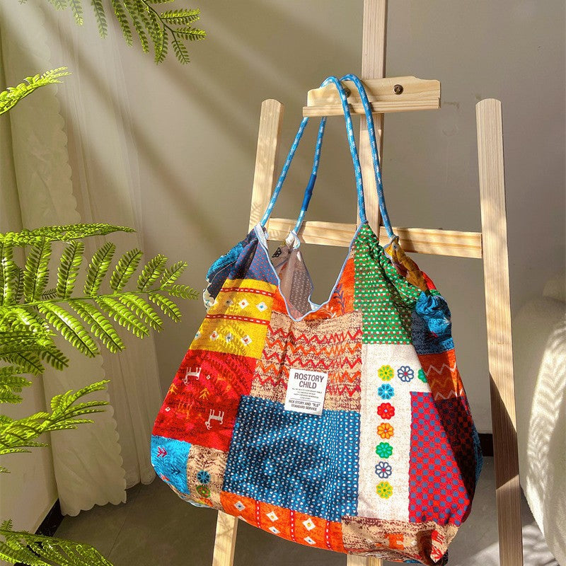 Cross-Border Bags, Bangkok, Thailand, Nepali Printed Cloth Bag, Large-Capacity Casual Shoulder Bag, Lazy Style Tote Bag For Women