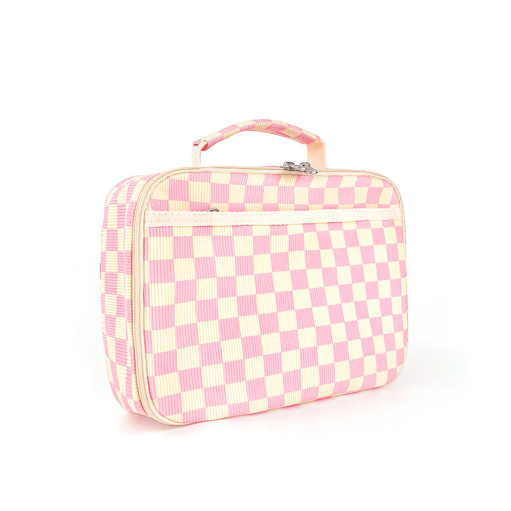 Corduroy Checkerboard Insulated Portable Lunch Bag