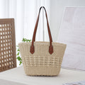 Large Capacity Woven Straw Beach Shoulder Tote Bag