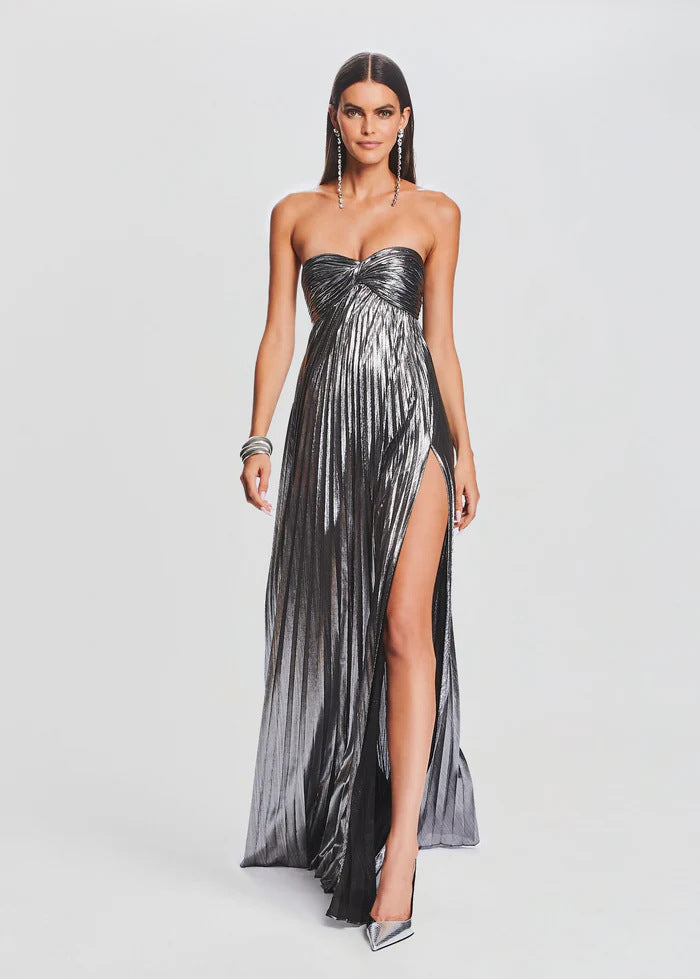 Elegant Textured Sexy Slit Wrap Evening Dress