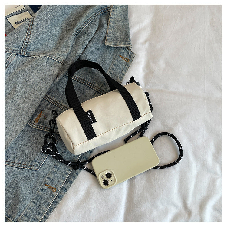 Oxford Cloth Mini Cylindrical Shoulder Bag