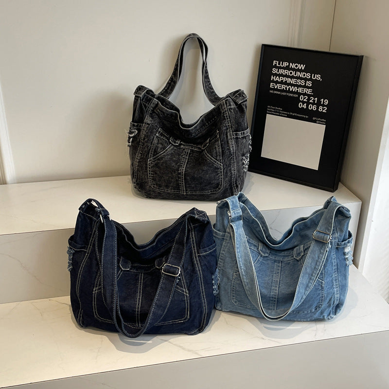 2026 Women Denim Casual Canvas Shoulder Crossbody Handbag Bag