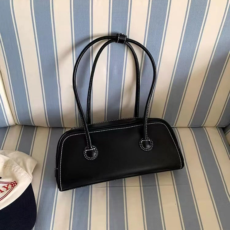 Retro Minimalist Barrel Shoulder Bag Baguette Handbag