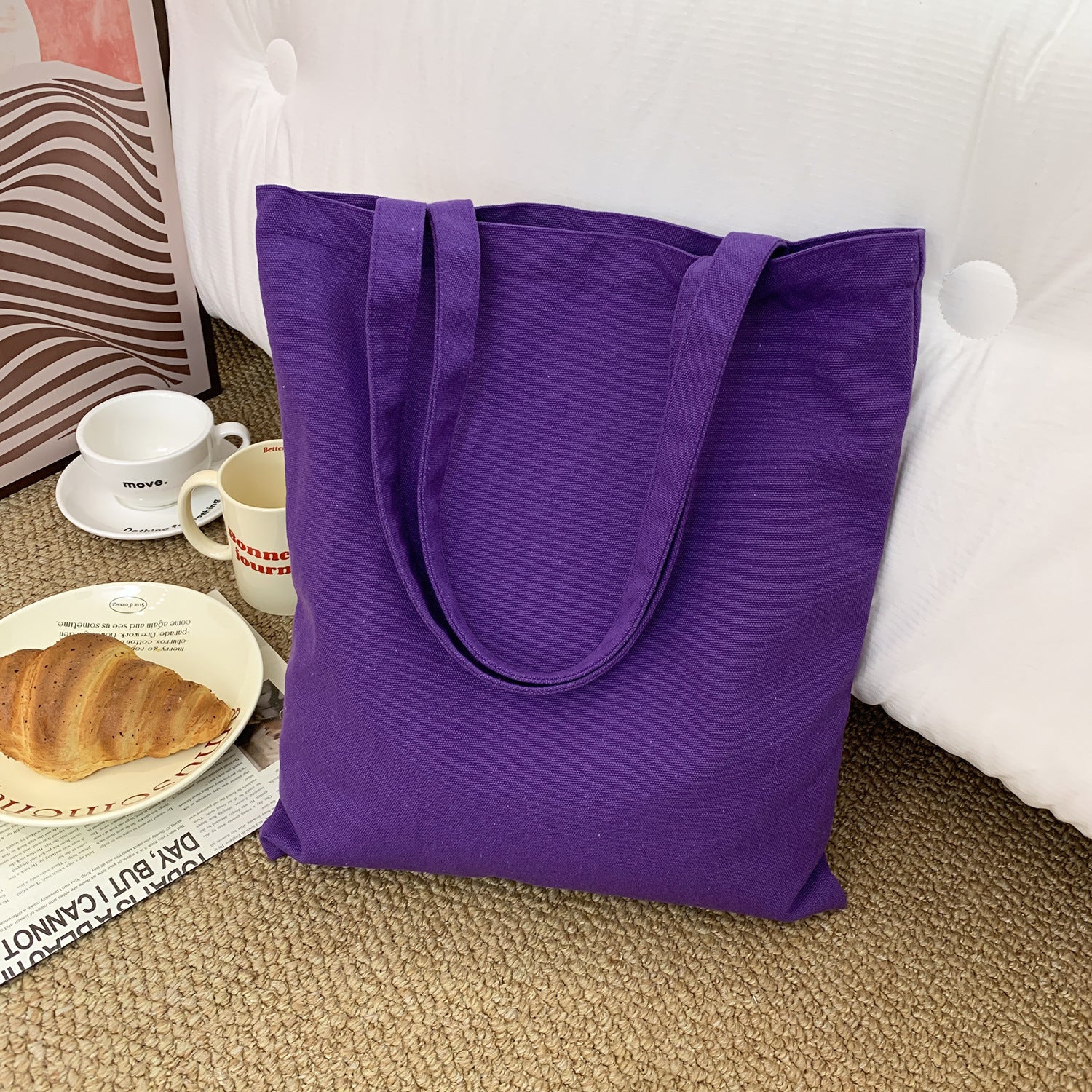2026 Women  Colored Blank Canvas Tote Bag