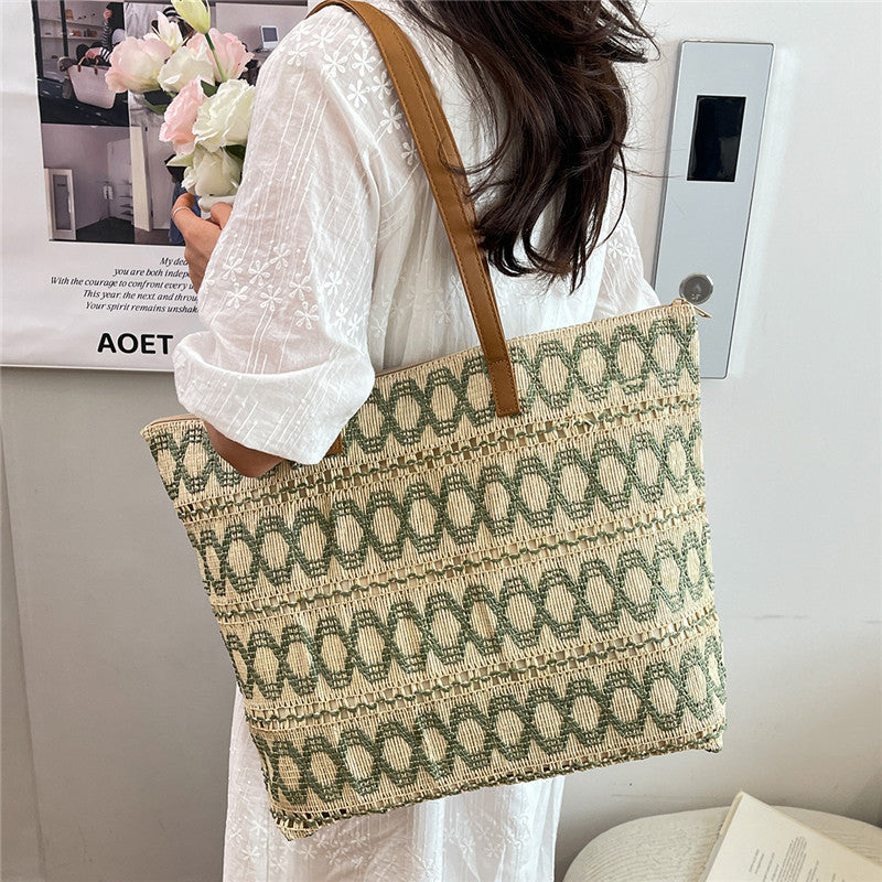 Women Trendy Woven Shoulder Large Tote Beach 2026 New Commute Straw Bag