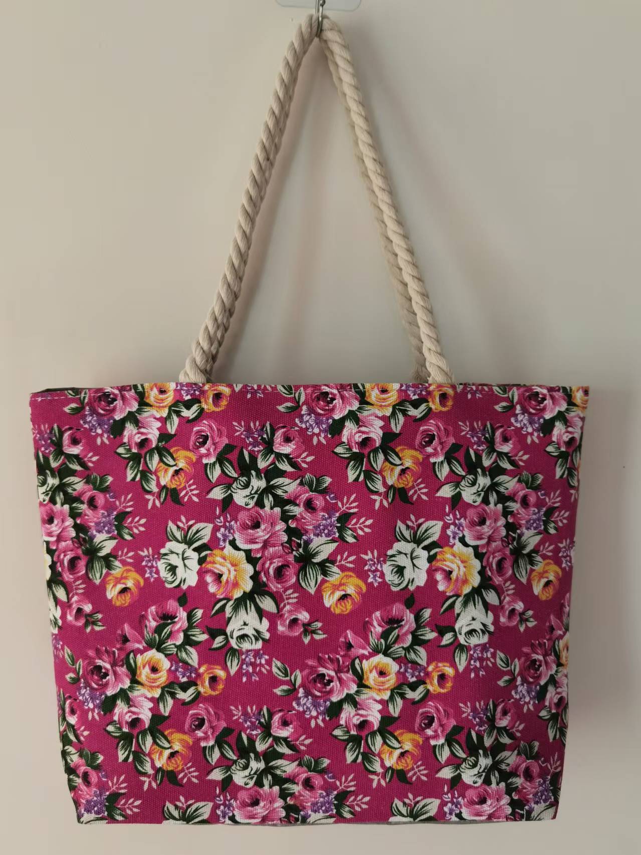 Ethnic Floral Printed Canvas Tote Bag