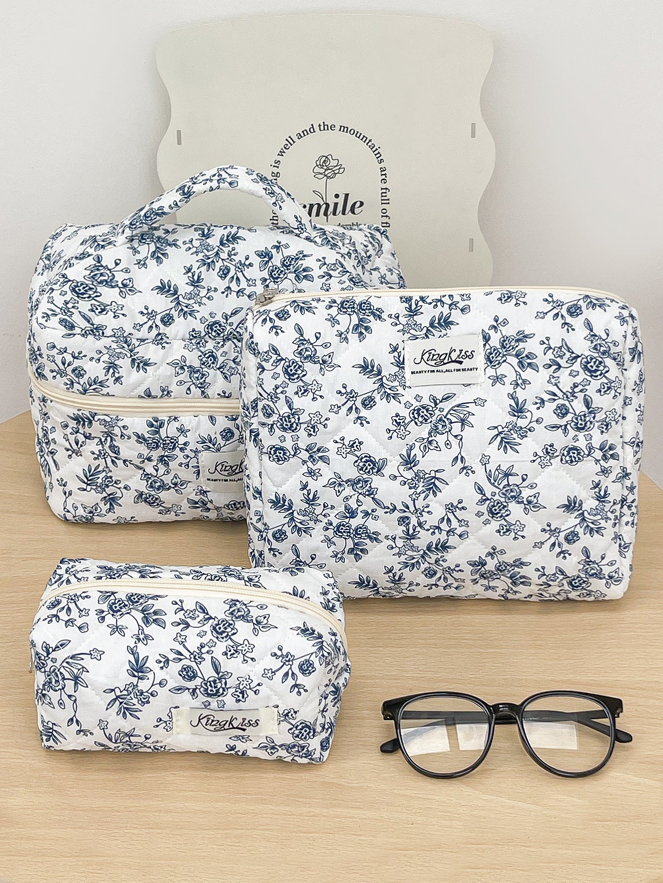 Cotton Floral Quilted Toiletry Bag