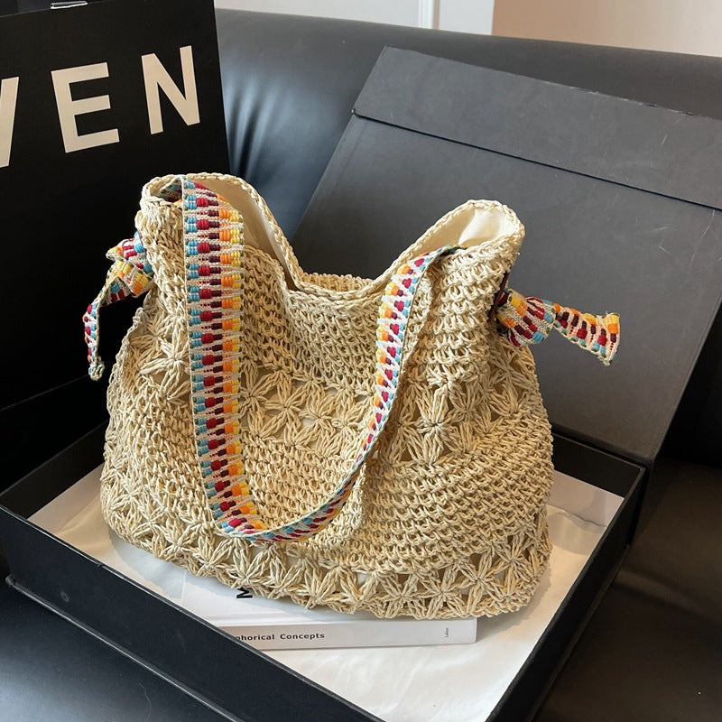 Women Lazy Straw 2026  New Versatile Shoulder Commute Beach Bag