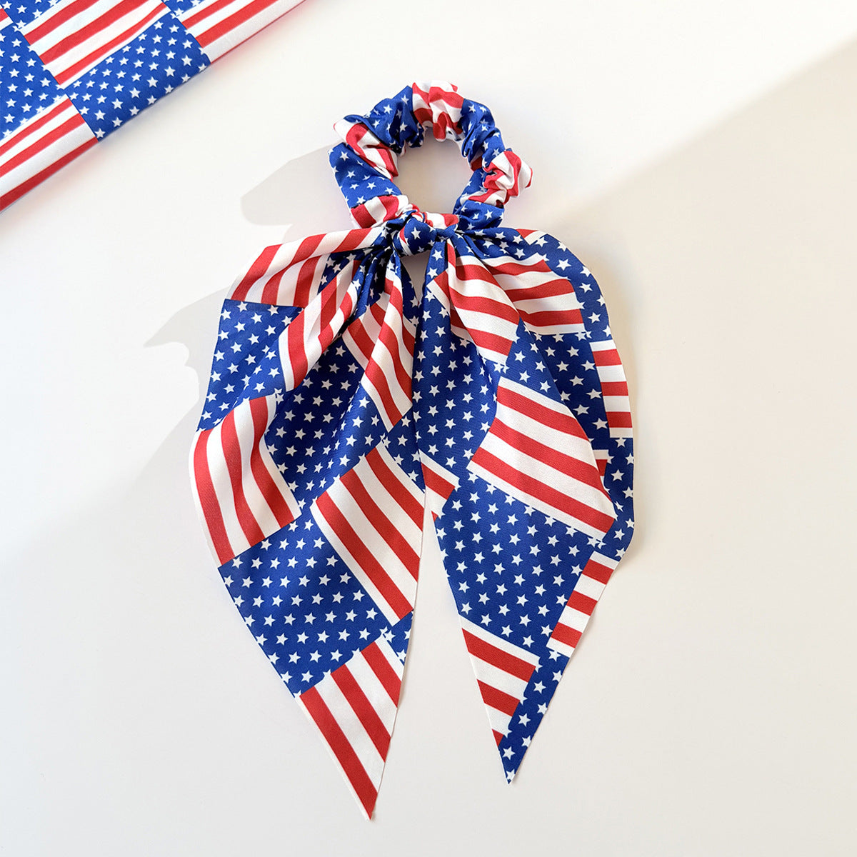 Independence Day Flag Bow Scrunchie Ponytail Holder