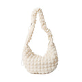 Pleated Bubble Cloud Plaid Tote Bag