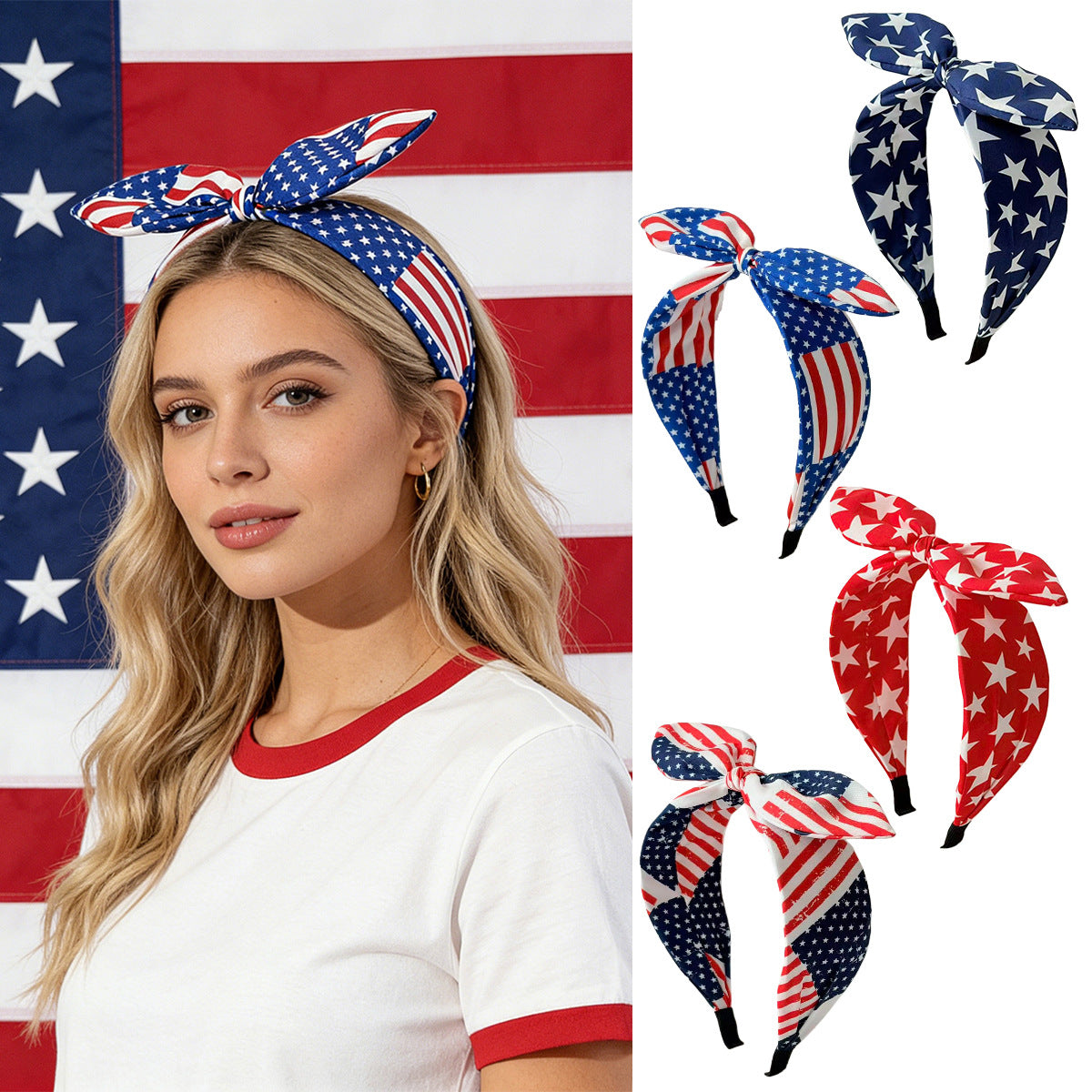 Independence Day Stars Stripes Bow Headband