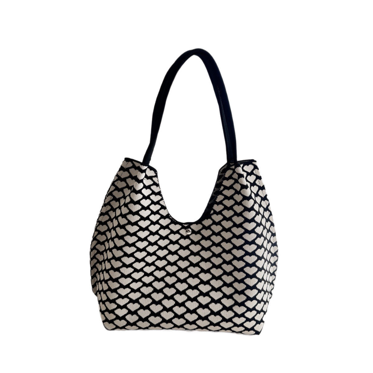 Heart Pattern Knitted Tote Bag