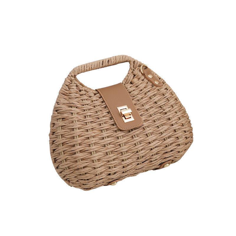 Simple Shell Straw Crossbody Bag