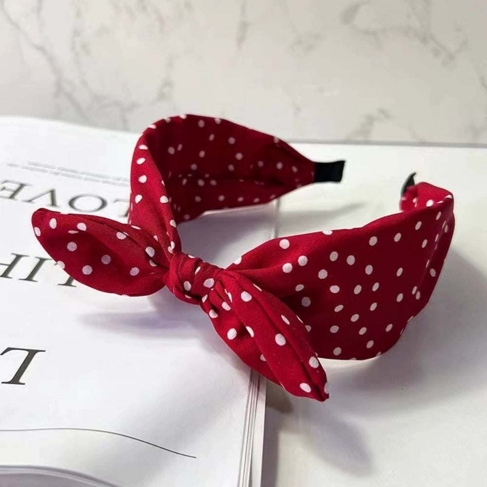 Retro Polka Dot Bow Wide Headband