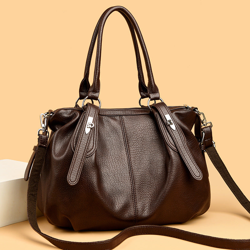 Premium Faux Leather Tote with Elegant Metal Detail