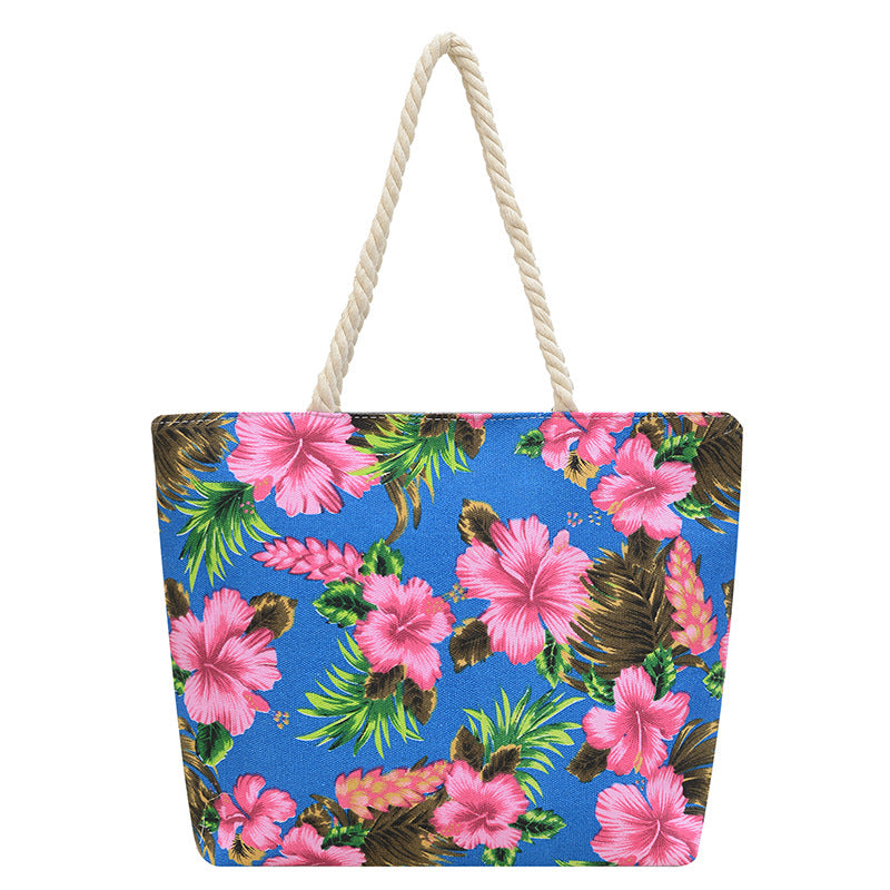 Ethnic Floral Printed Canvas Tote Bag