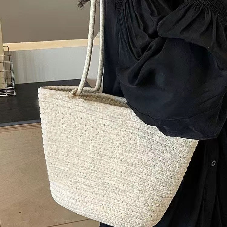 Large Capacity Hand-Woven Tote Crossbody Bag