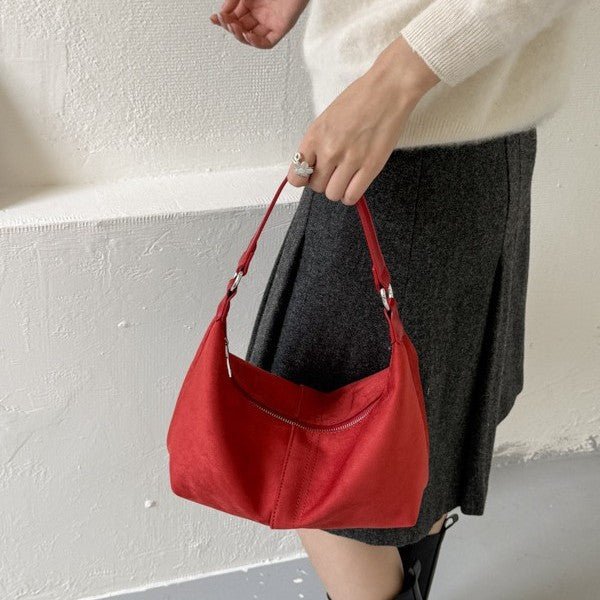 Vintage-inspired Suede Hobo Shoulder Bag with Soft Structured Shape