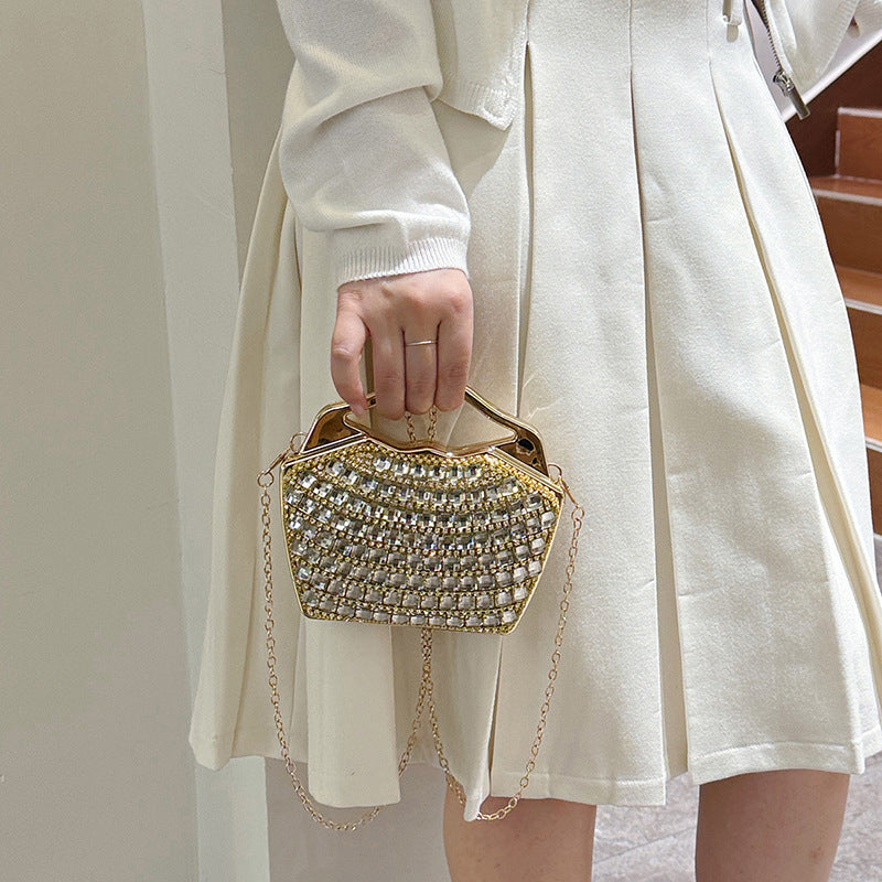 Sparkling Rhinestone Mini Evening Bag with Chain Strap