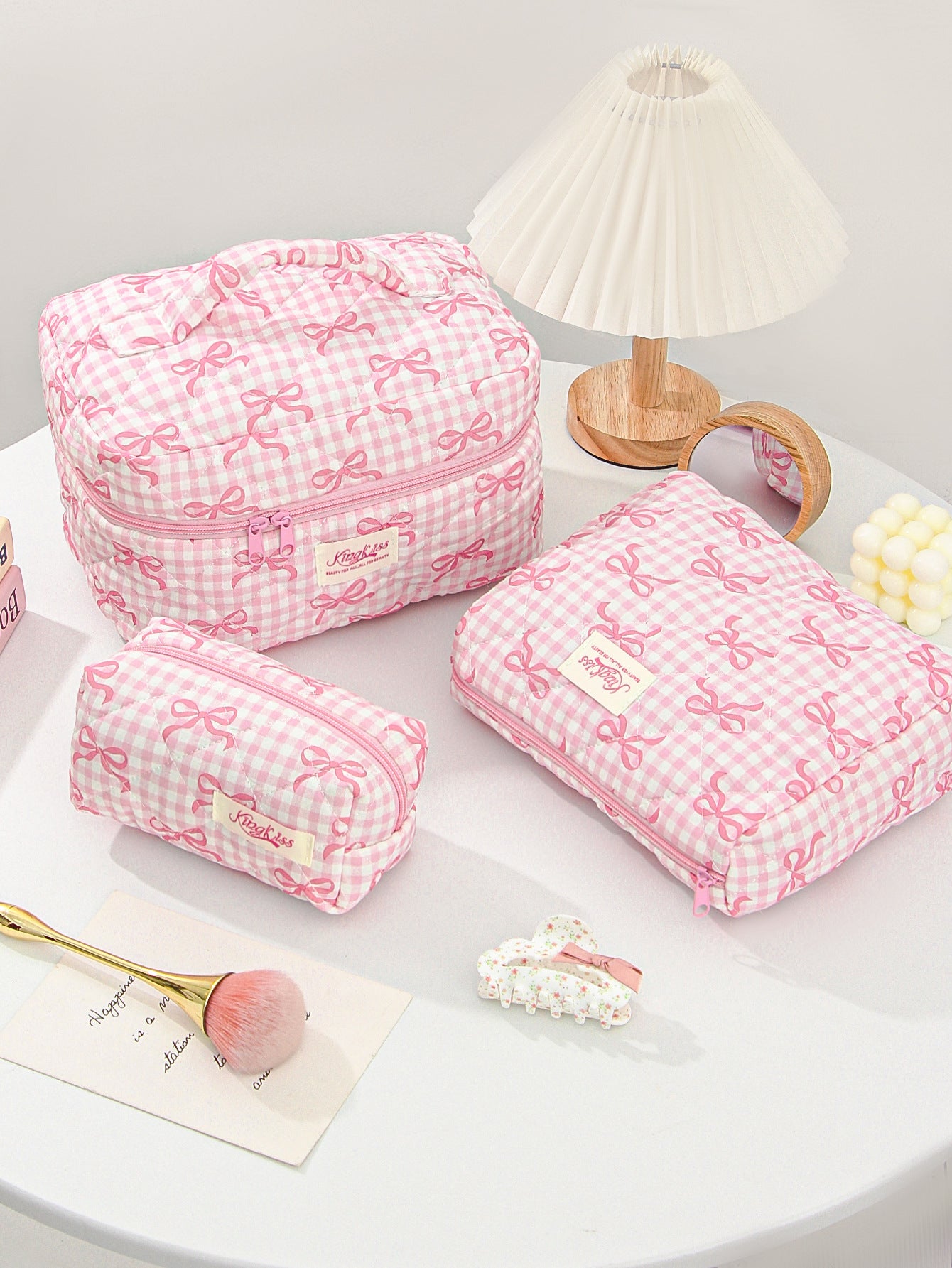 Canvas Striped Octagonal Large-Capacity Toiletry Bag