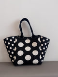 Chic Polka-Dot Knitted Pattern Mini Tote Handbag