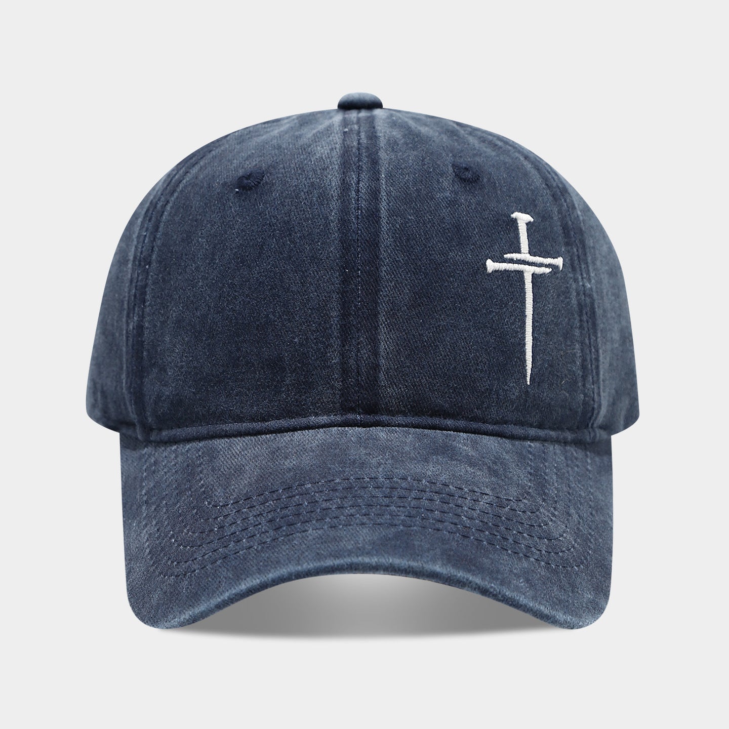 Washed Retro Cotton Embroidered Cross Baseball Cap