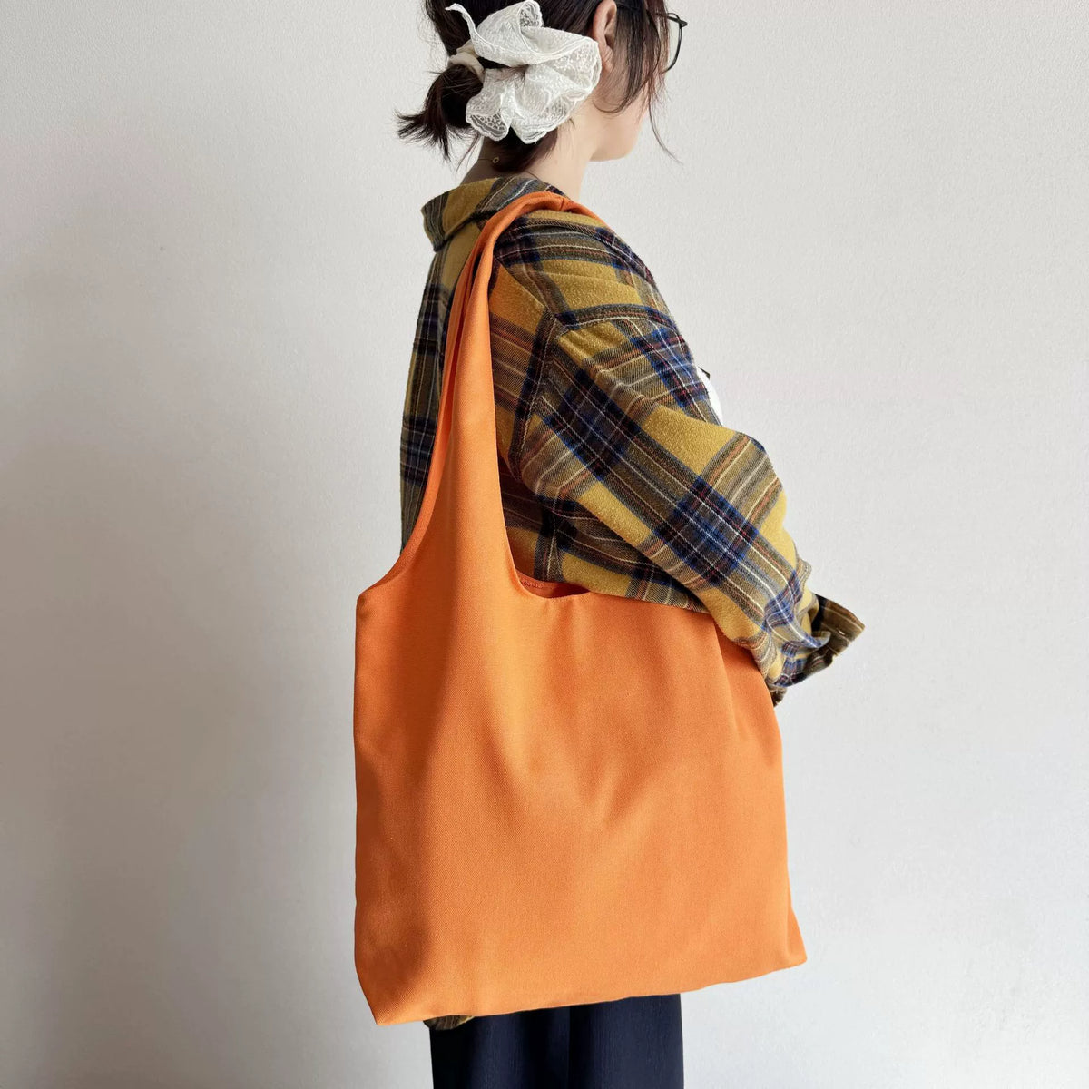 Solid Color Canvas Wide Strap Tote Bag
