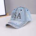 Women's Handmade Rhinestone Denim Baseball Cap