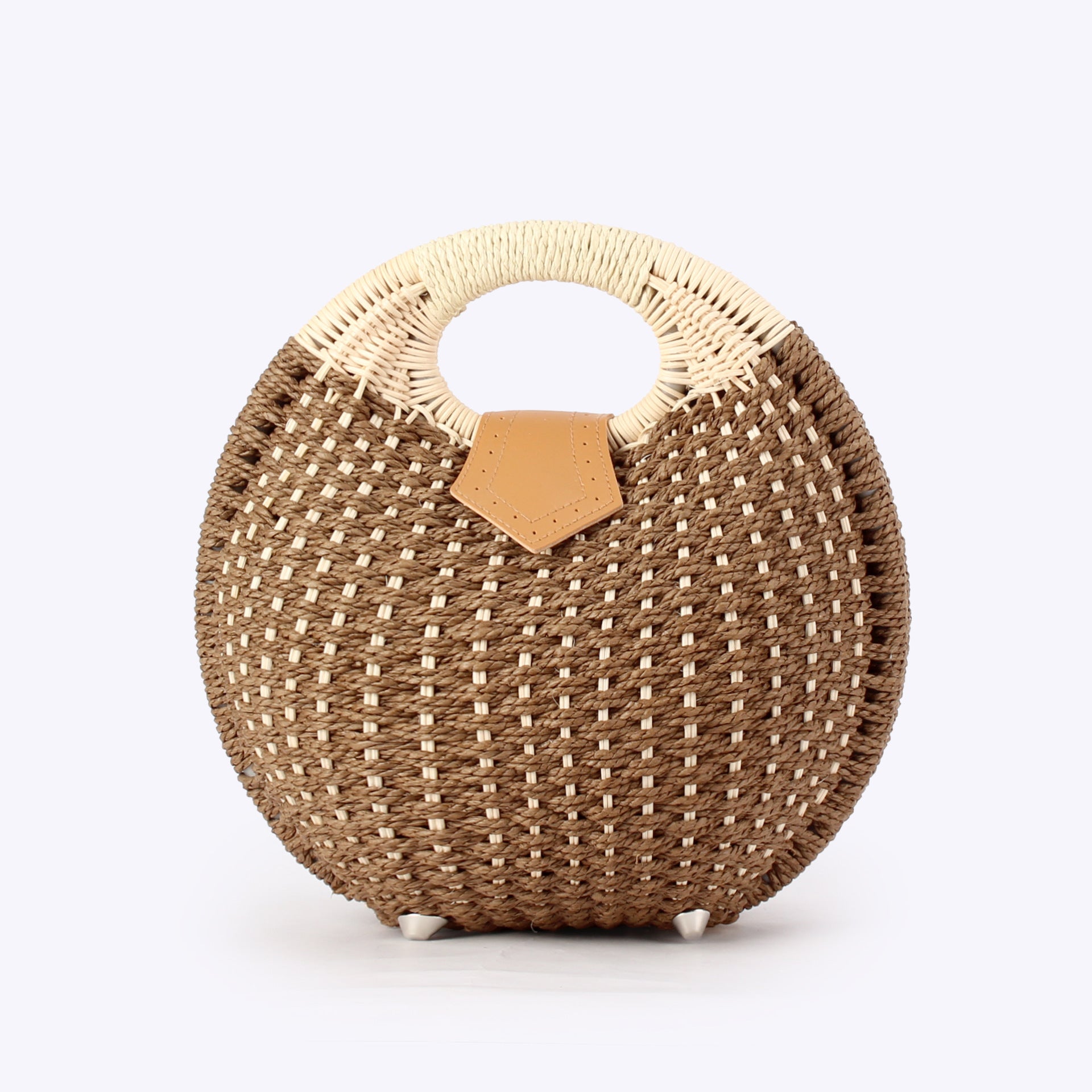 Cute Rattan Shell Bag, Casual Straw Vacation Beach Bag