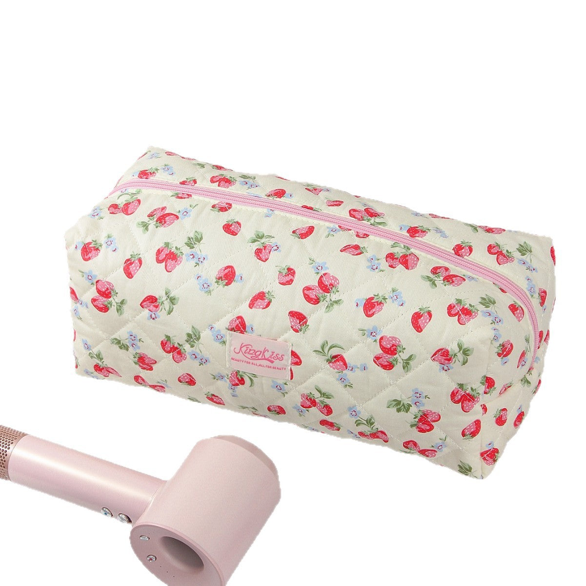 Large-Capacity Strawberry Printed Toiletry Bag