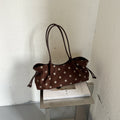 Vintage Polka Dot Suede-Look Shoulder Bag