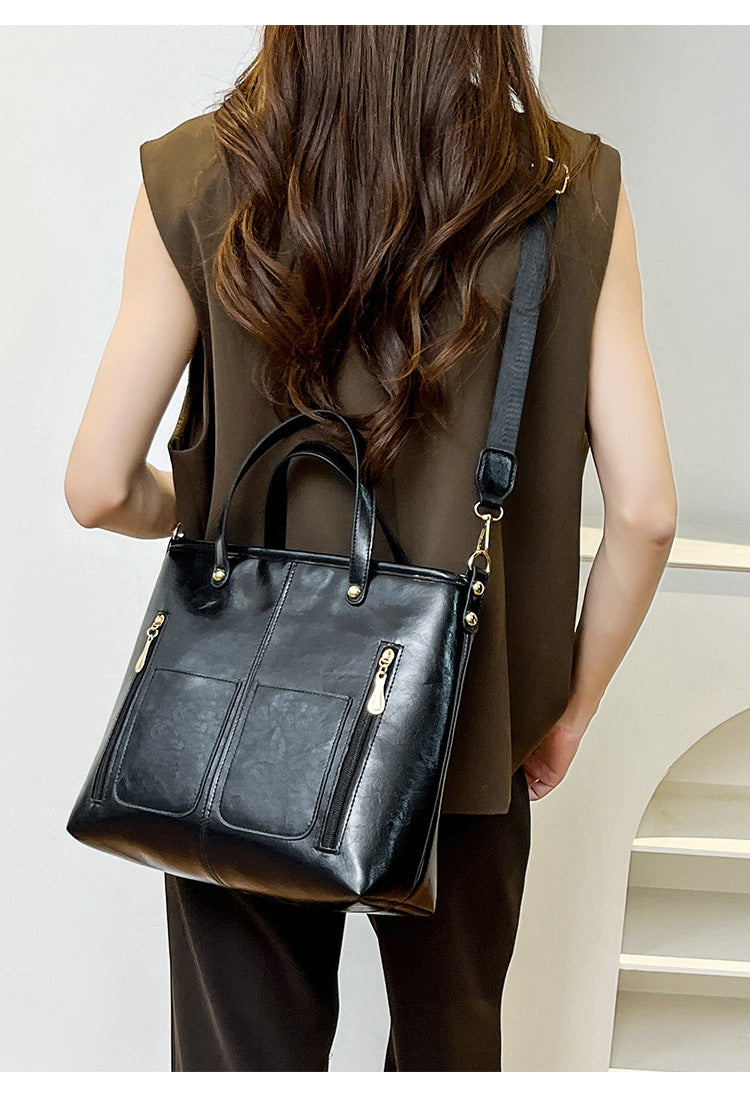 Vintage PU Leather Laptop Large Capacity Work Tote Bag