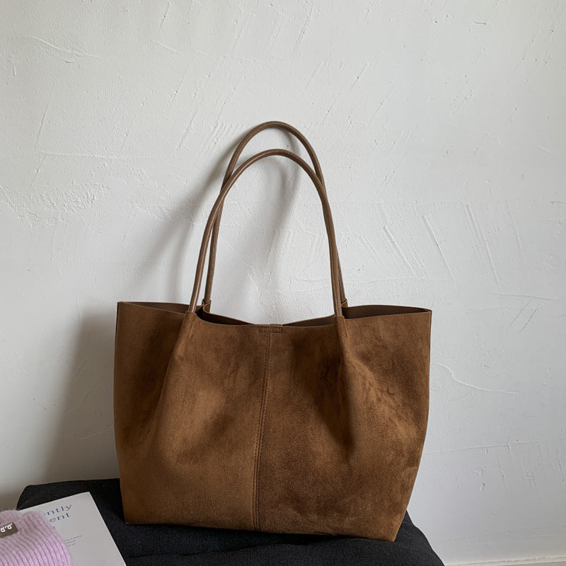 Women Fall New Suede Large 2026 Korean Casual Shoulder Tote Bag
