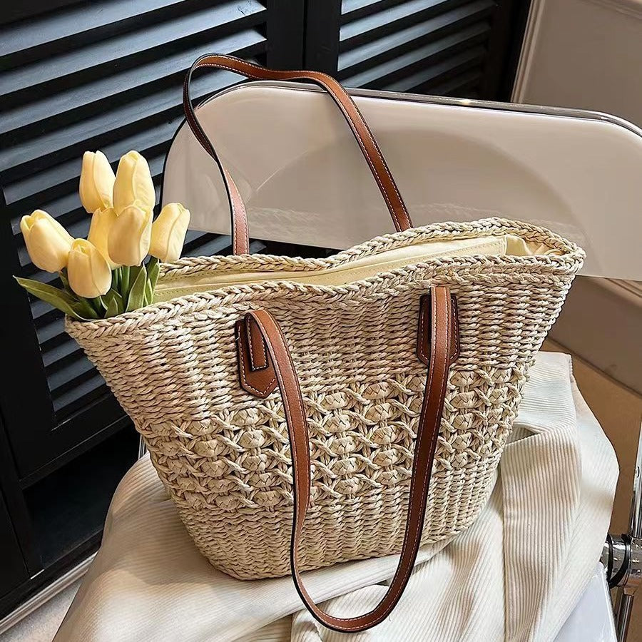 Straw Woven Large Capacity Crossbody Tote Bag