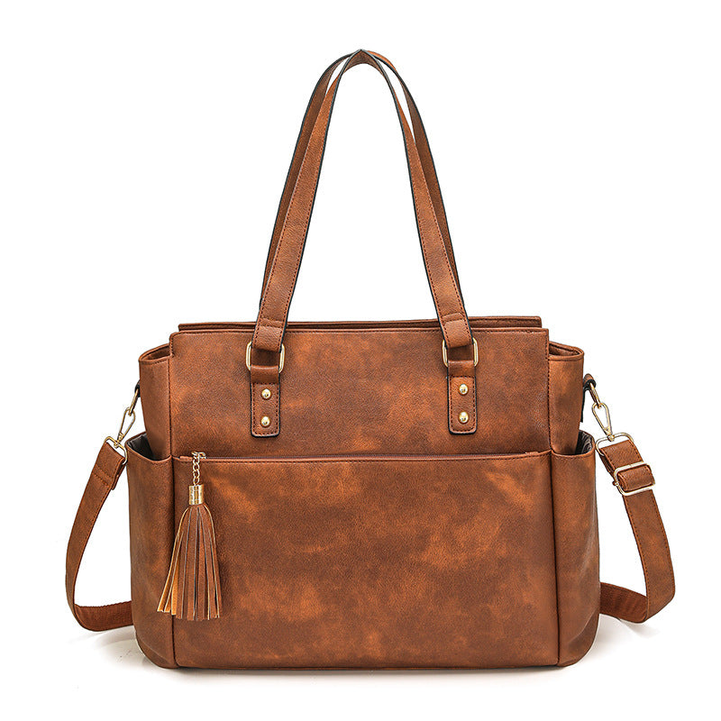 Women Fashion Laptop Briefcase Large Tassel Zipper Set Bag