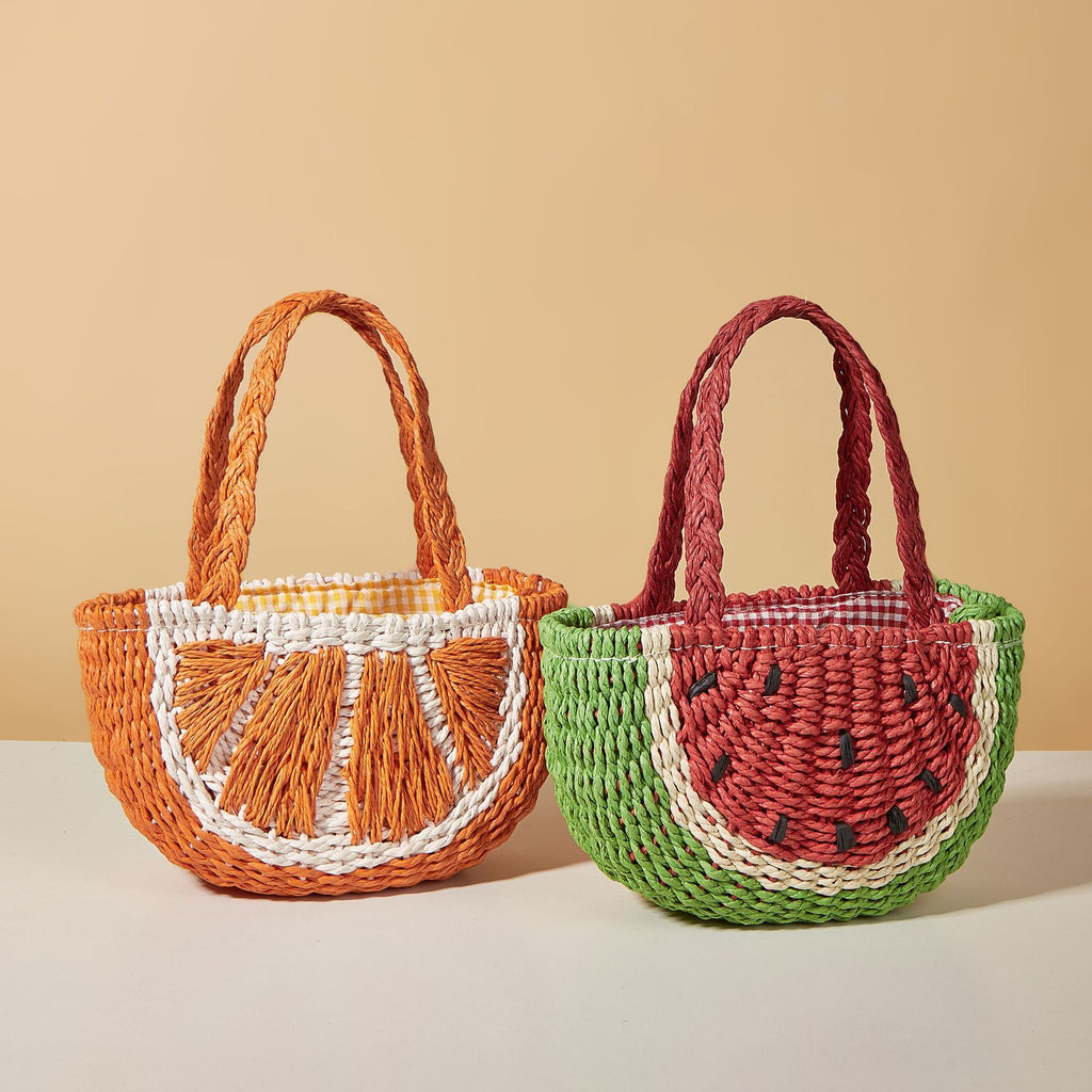 Orange Watermelon Straw Shoulder Crossbody Beach Bag
