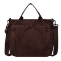 Corduroy Multi-Pocket Convertible Shoulder Tote Bag
