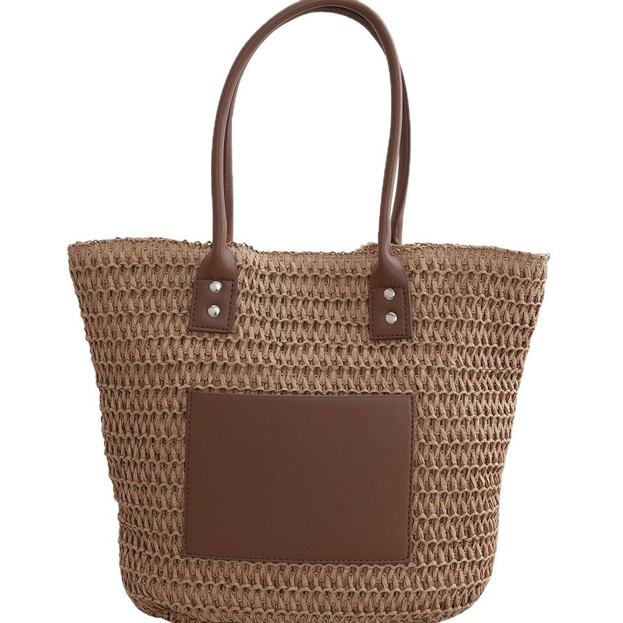 Handmade Retro Ethnic Straw Shoulder Tote Bag