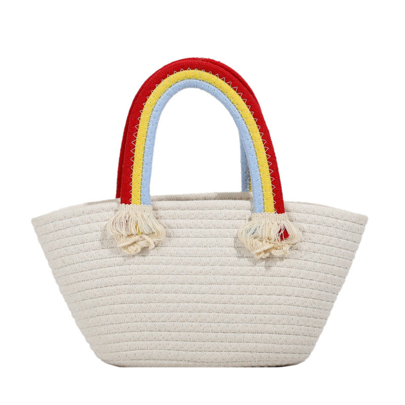 Rainbow Cotton Rope Braided Handbag