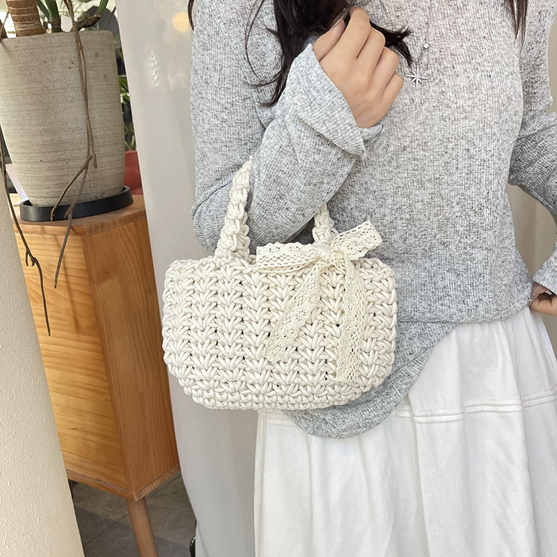 Pastoral Bow-Tie Vegetable Basket Women Beach Handbag