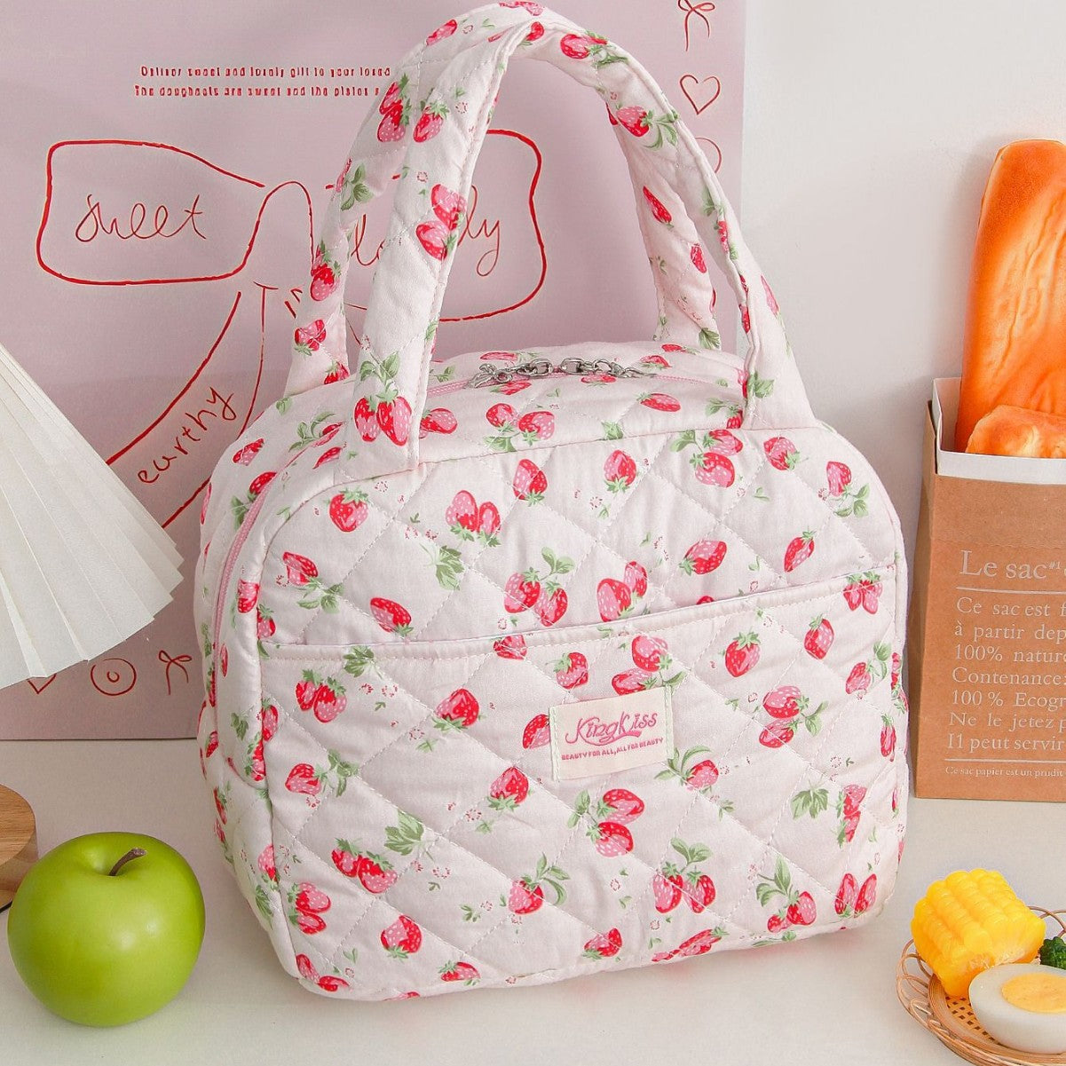 Small Floral Insulated Large Capacity Lunch Bag