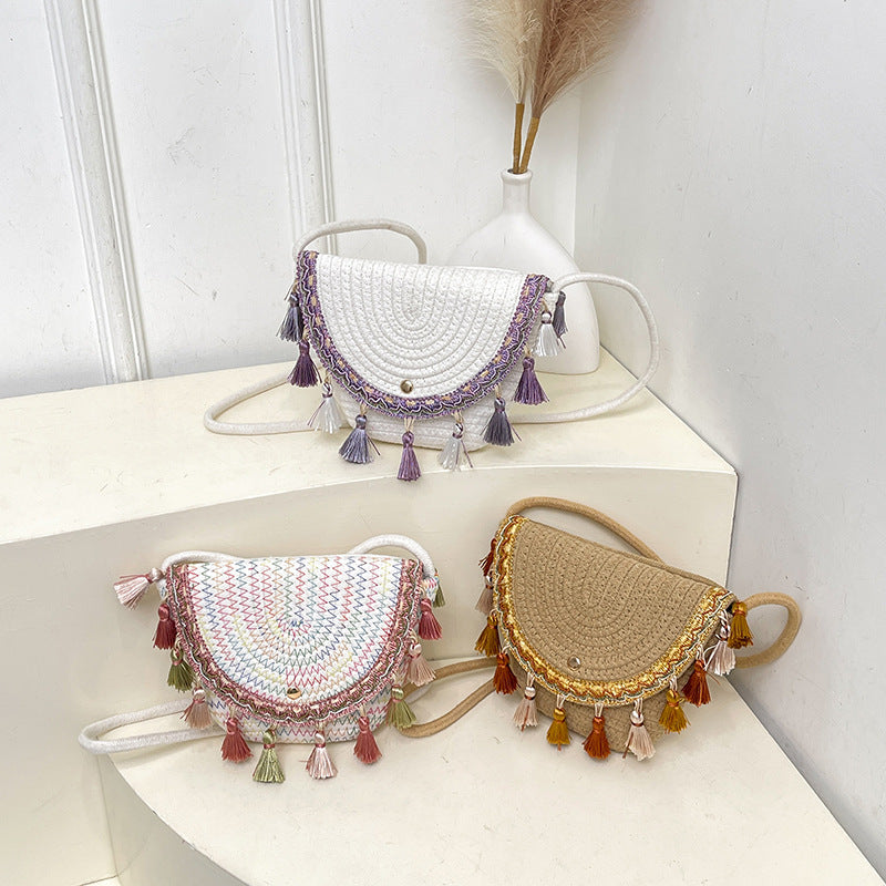 Woven Tassel Single Shoulder Crossbody Bag