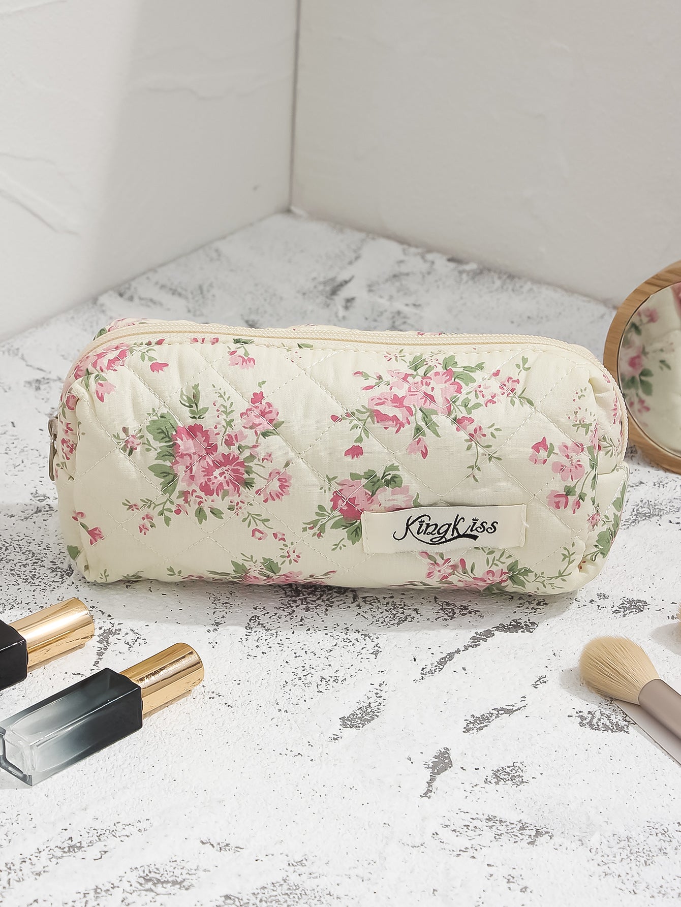 Fresh Floral Cotton Cosmetic Bag