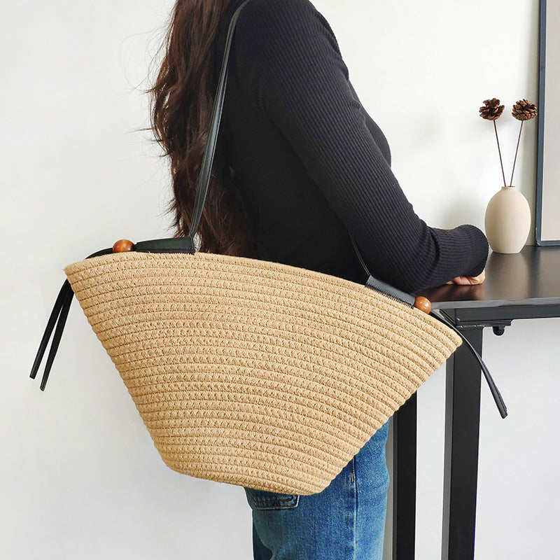 Old Money Woven Cotton Rope Tote Bag