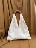 Women French Retro Cotton Linen Solid Color Casual Shoulder Bag