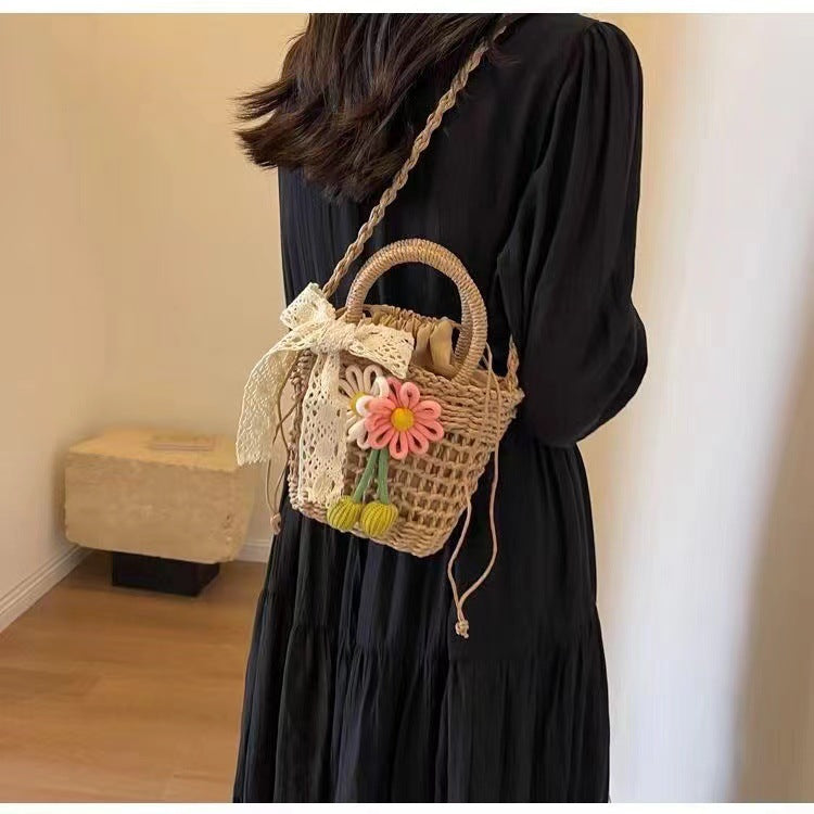 Women Premium Straw 2026 Summer New Unique Crossbody Woven Bucket Bag