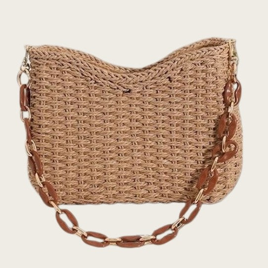 Women Handmade Straw Woven Shoulder Bag, Large Capacity Paper Beach Bag