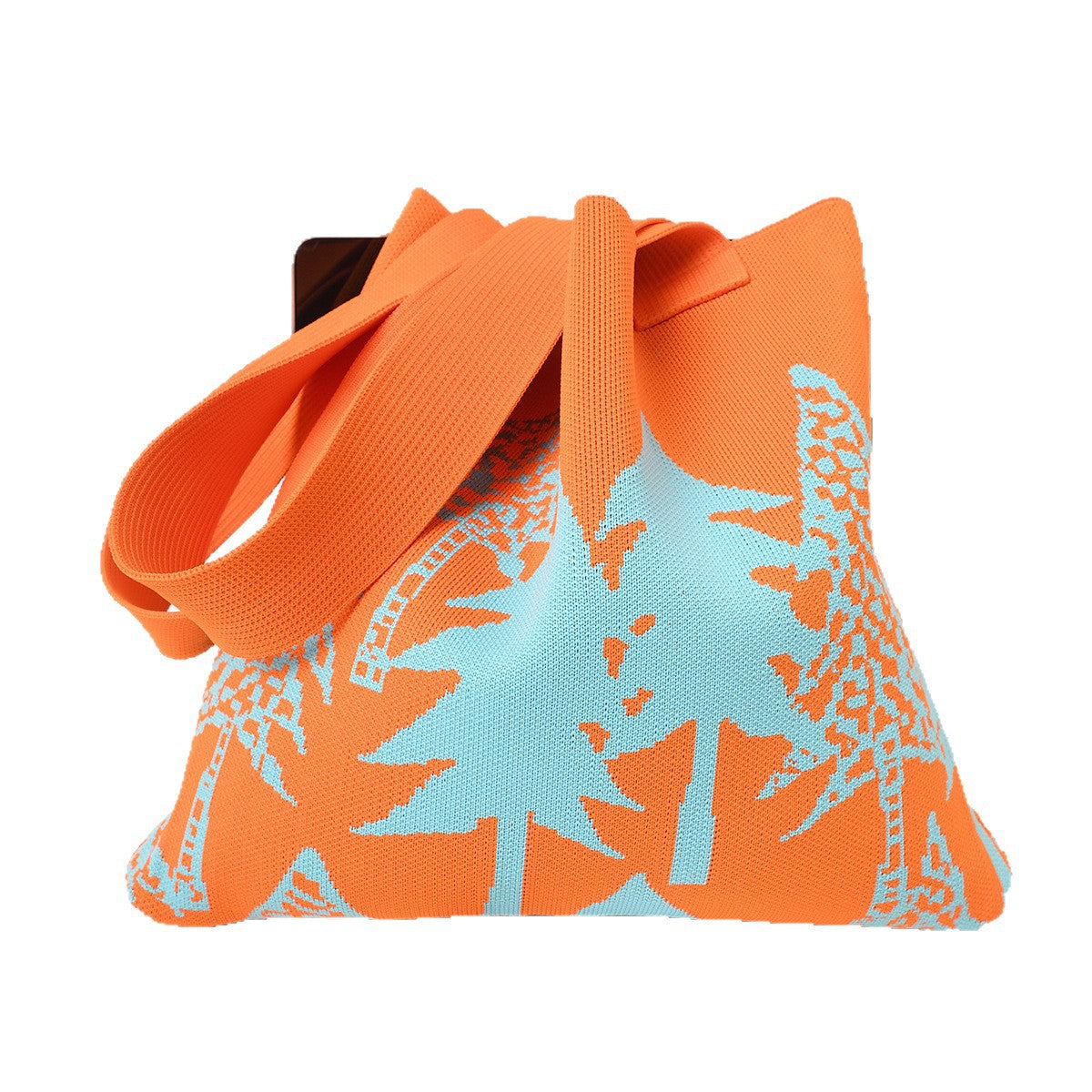 Christmas Tree Graphic Knit Wide Straps Tote Bag